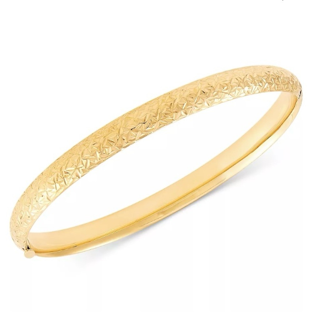 Gold Textured Bangle Bracelet in 10k Gold